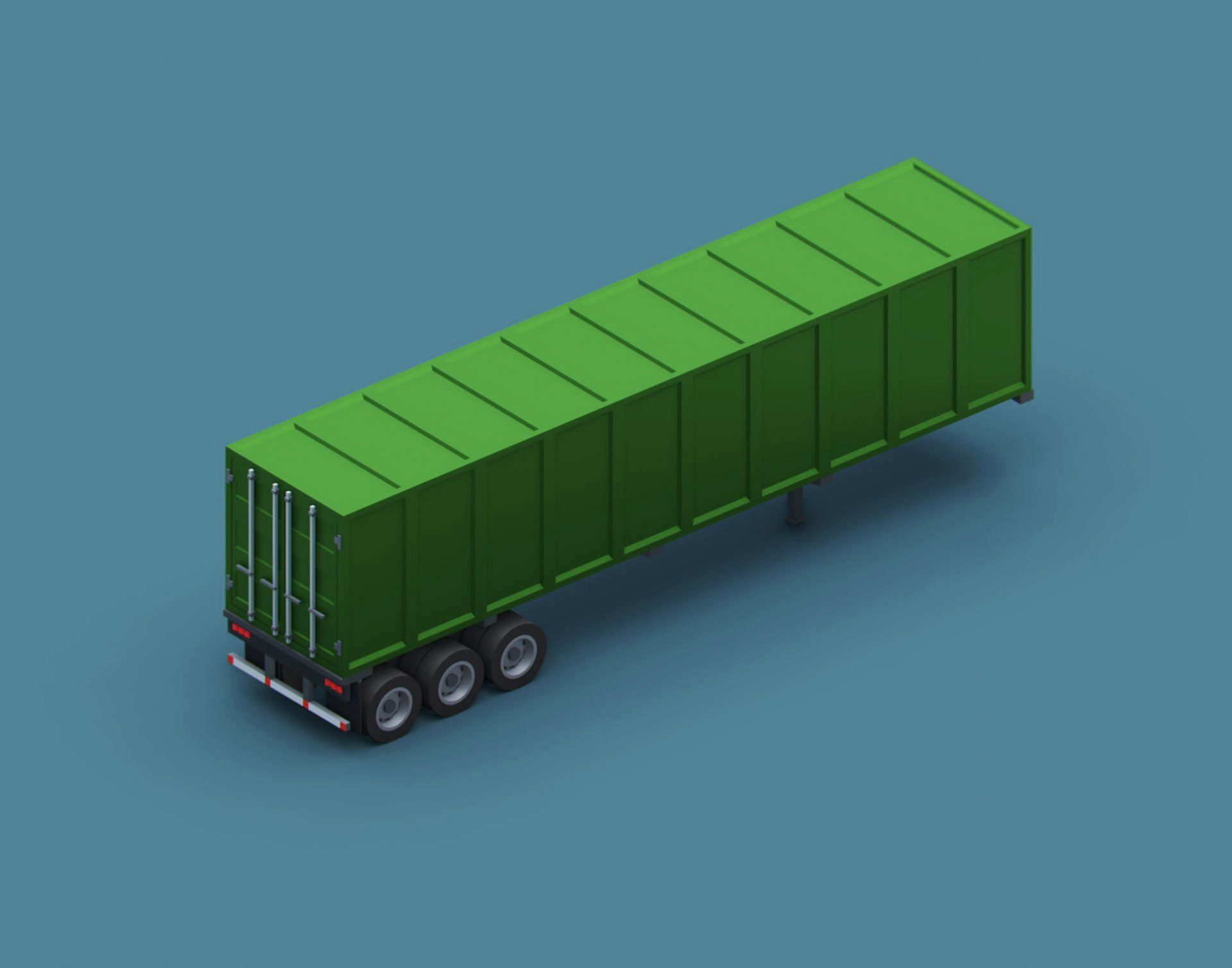 Cartoon Stylized  Container Semi Trailer Low-poly 3D model_6