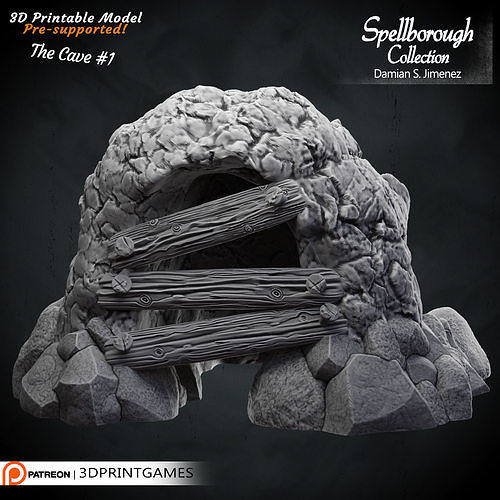 Cave 1 - 3D terrain for tabletop games Pre supported 3D model 3D print model