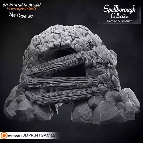Cave 1 - 3D terrain for tabletop games Pre supported 3D model