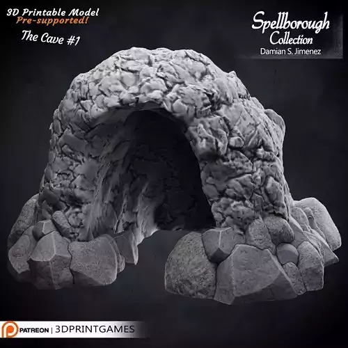 Cave 2 - 3D terrain for tabletop games Pre supported 3D model 3D print model