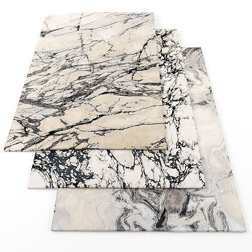 Rugs-1182 three marble rugs Low-poly 3D model
