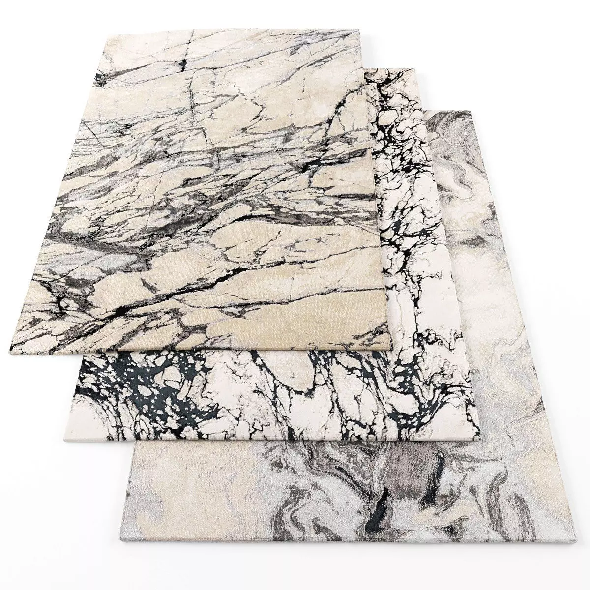 Rugs-1182 three marble rugs Low-poly 3D model
