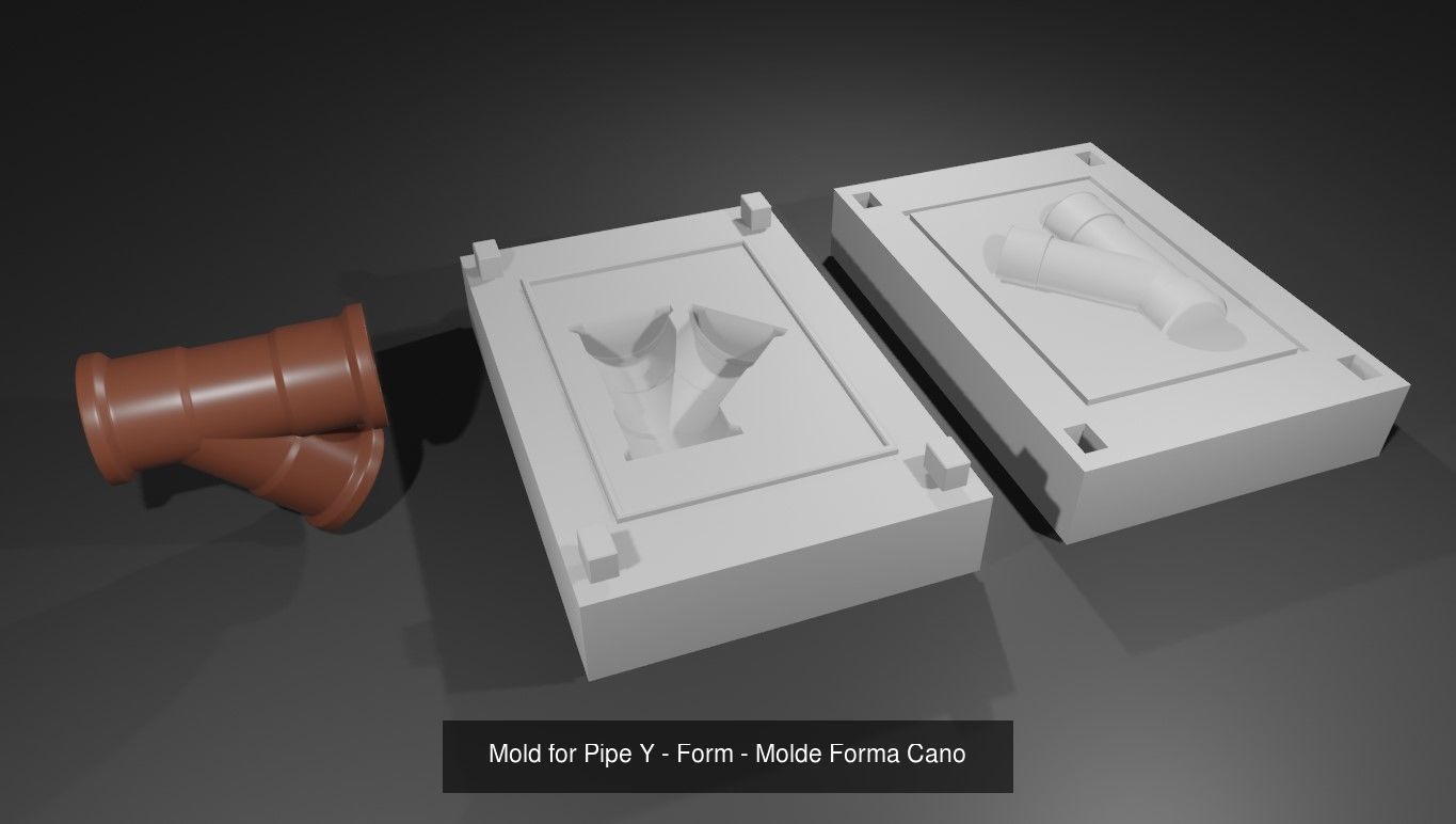 Water Pipe PVC Mold Form - Pack - Printable  3D Model Collection_3