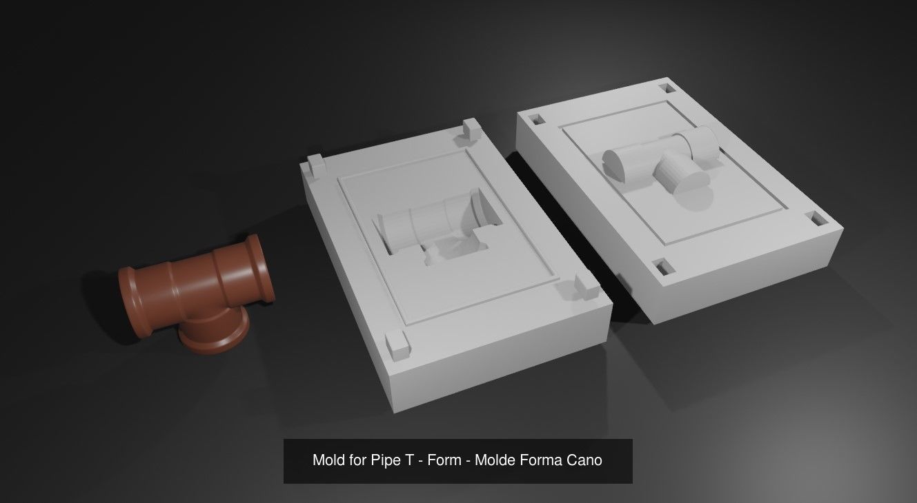 Water Pipe PVC Mold Form - Pack - Printable  3D Model Collection_2