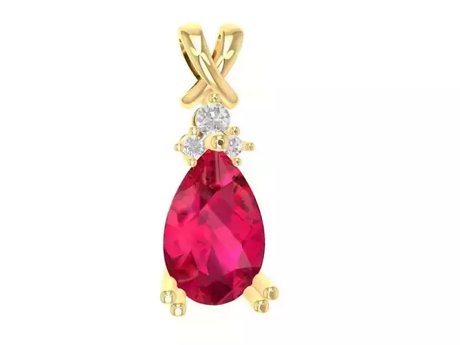 Elegant Teardrop Gemstone Pendant 3D Model 1287