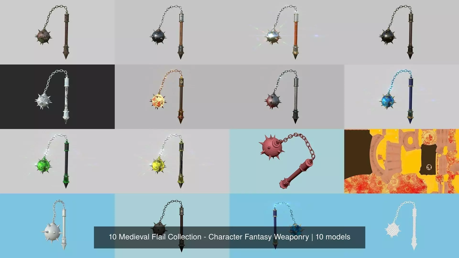 10 Medieval Flail Collection - Character Fantasy Weaponry _1