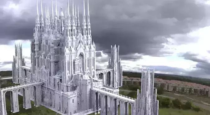 Fantasy Cathedral Very Grand with 4 way bridges 3D model