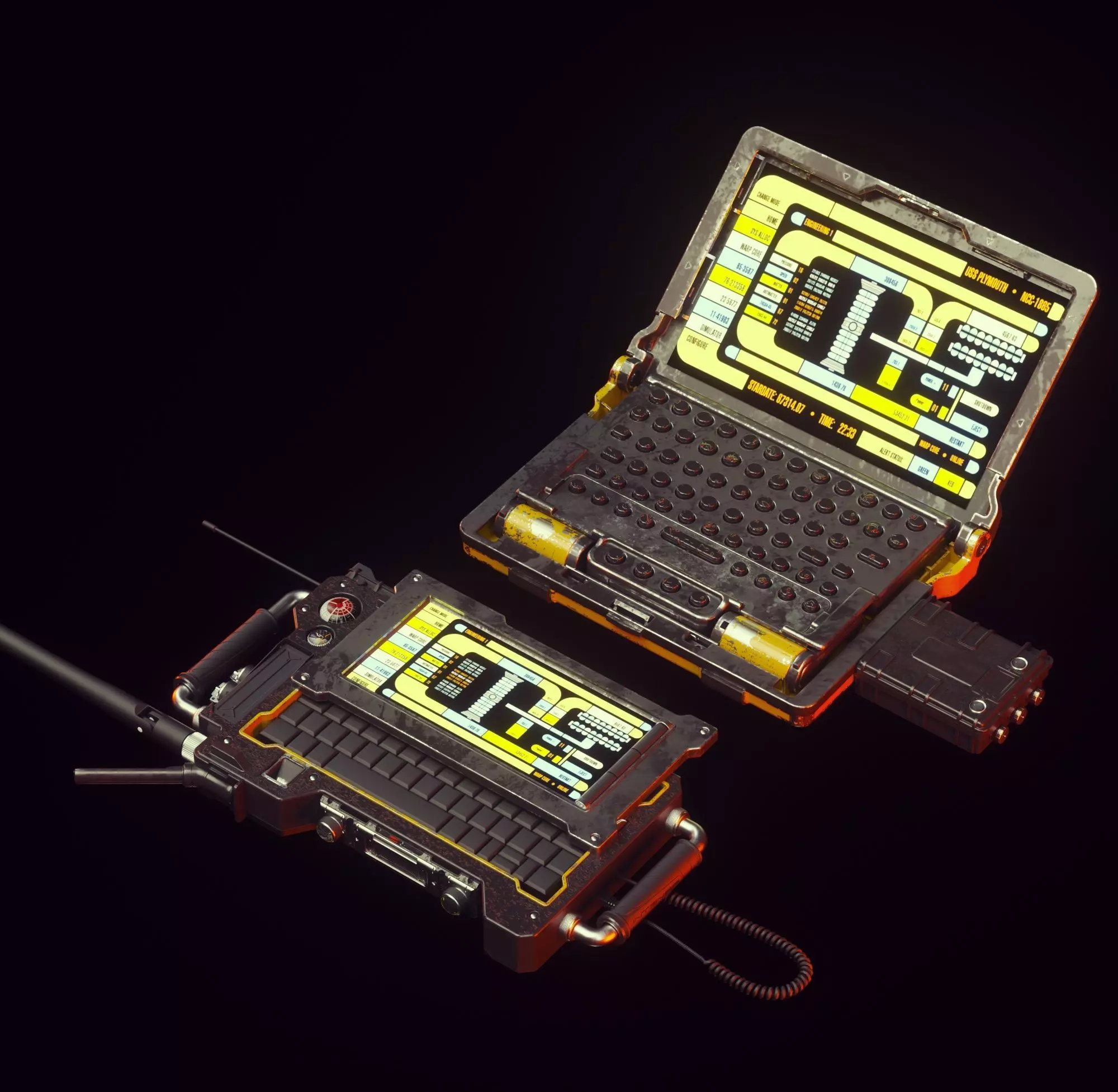 Cyberpunk Hacking device concept 3D model