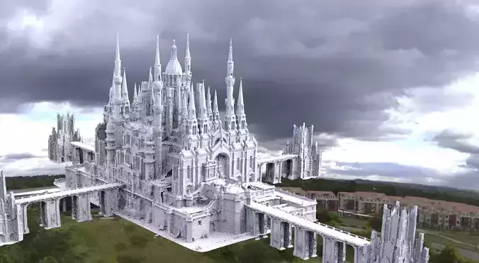 Fantasy Cathedral dome Very Grand with 4 way bridges collection 3D model
