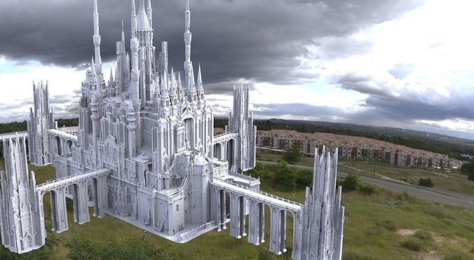 Fantasy architecture Grand enhanced complex with bridges  epic  3D model