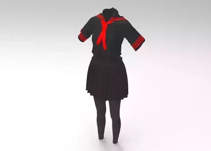 3D Black School Dress