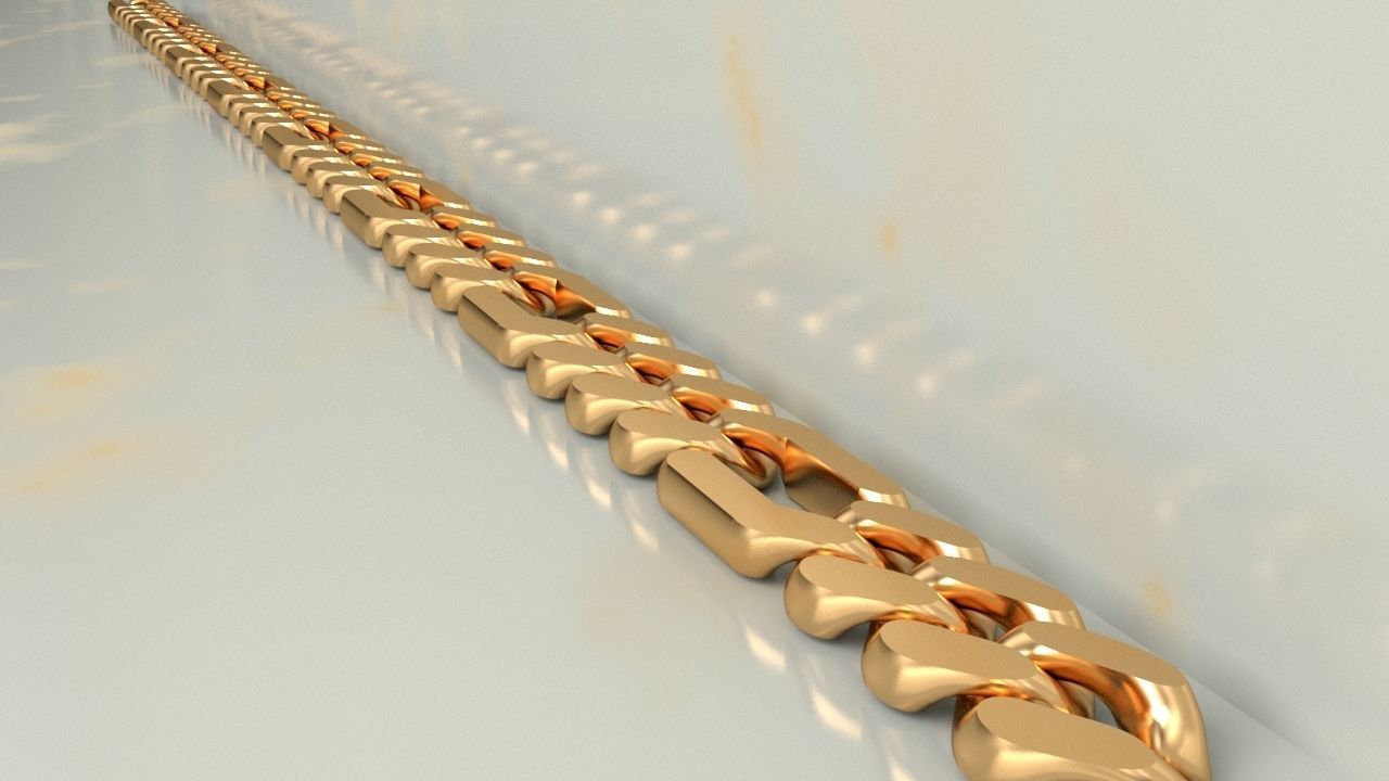 Miami Cuban Chain Necklace or Bracelet 3D print model_4