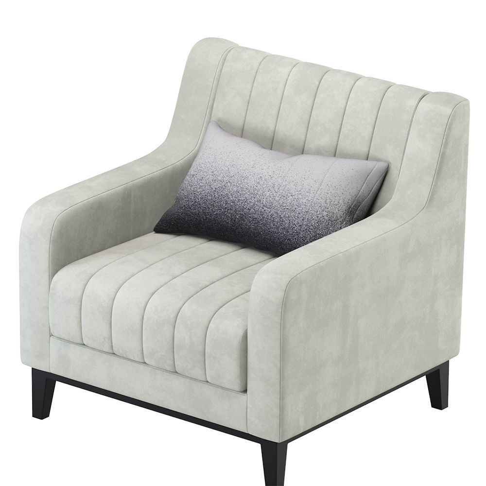Modern Armchair Velvet 3D model_3