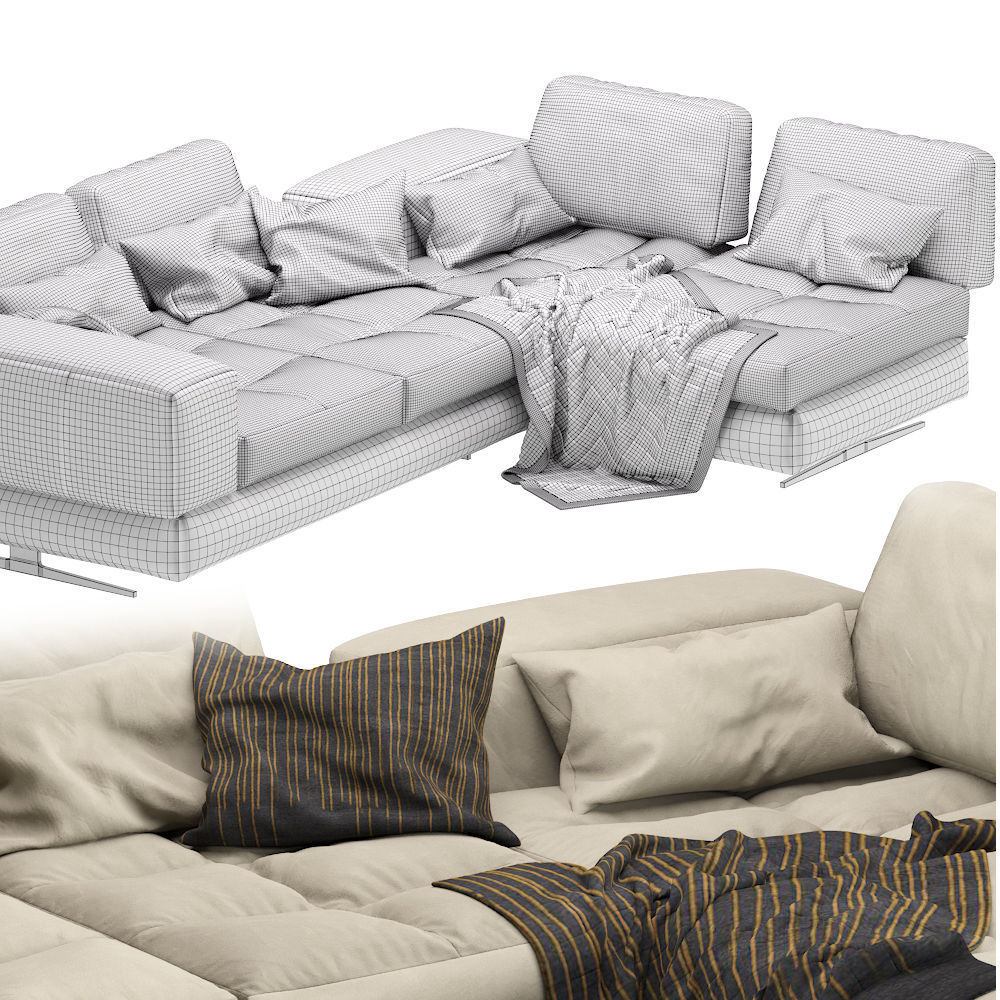 Modular sofa Blues MaxDivani 3D model_6