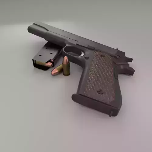 M1911 pistol 3D low poly model Free low-poly 3D model