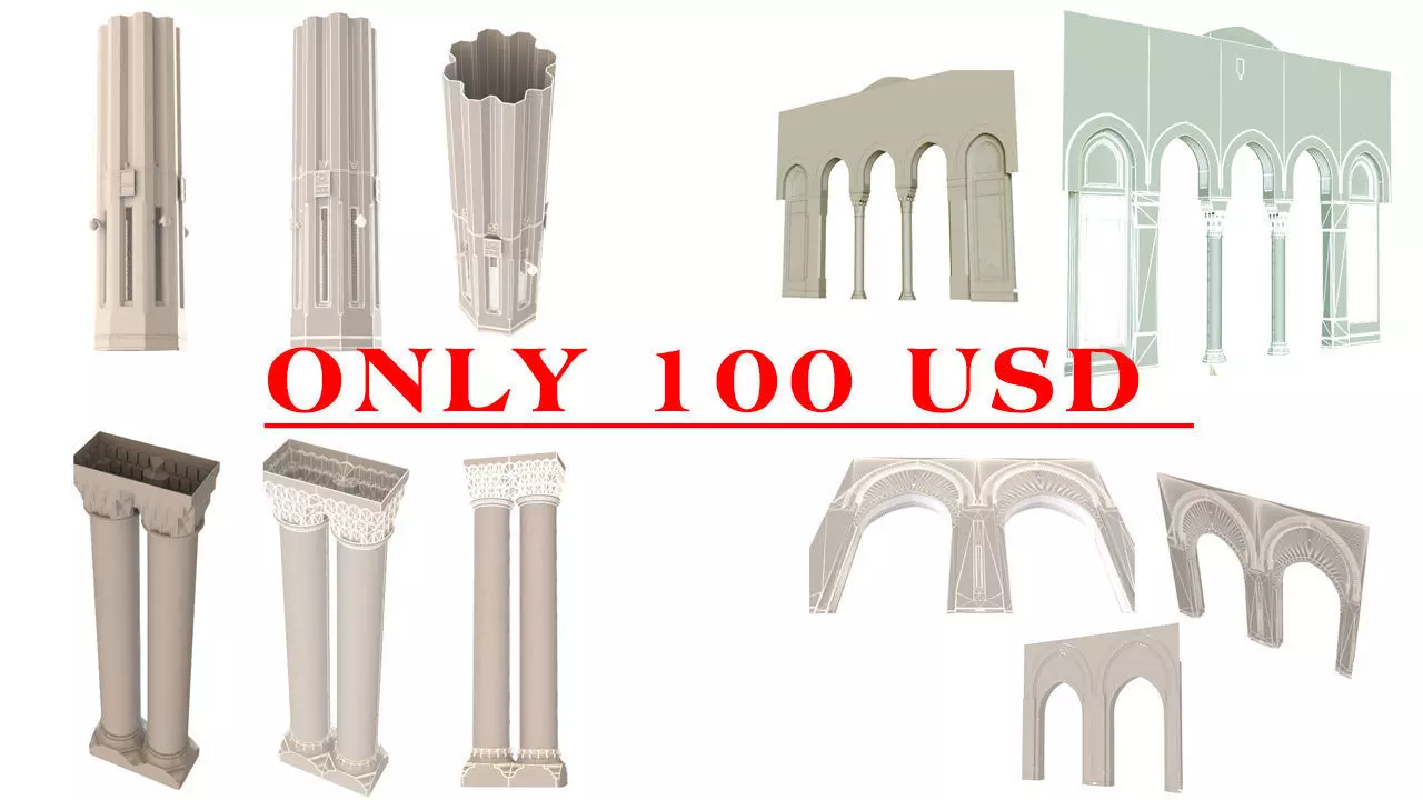 Islamic architectural decorations 3D model_0