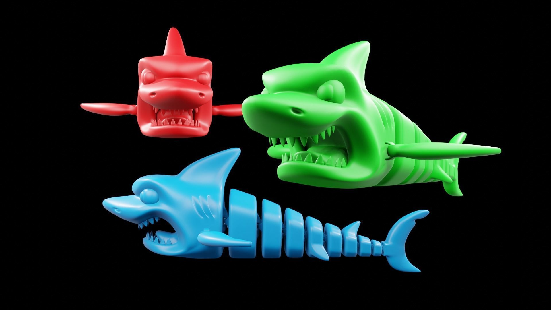 SHARK FLEX TOY print 3d - blender 3d Free 3D print model_2