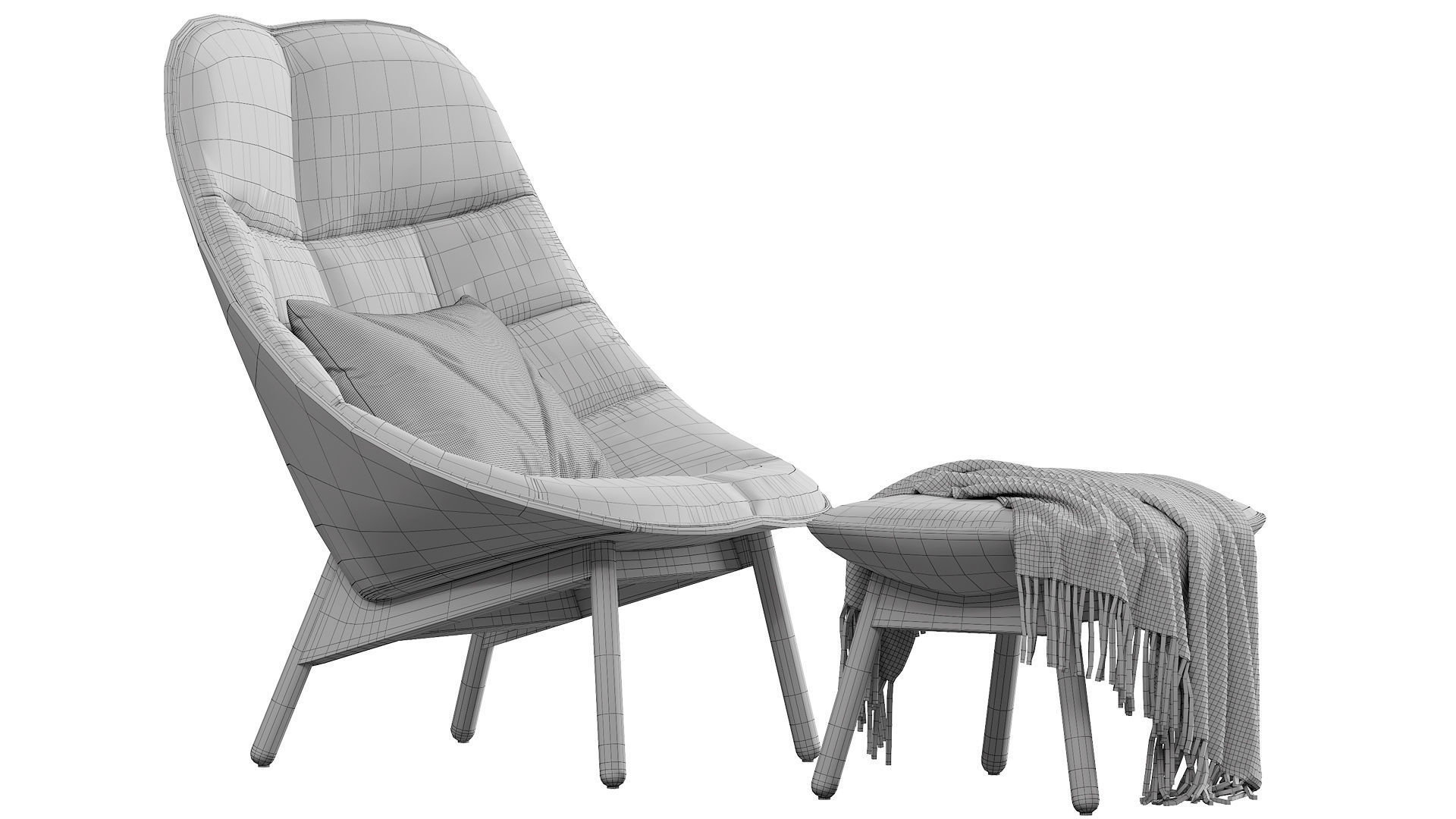 HAY Uchiwa Lounge Quilted armchair 3D model_8