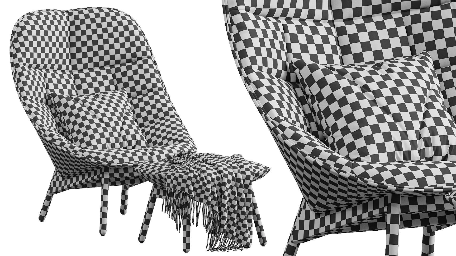 HAY Uchiwa Lounge Quilted armchair 3D model_9