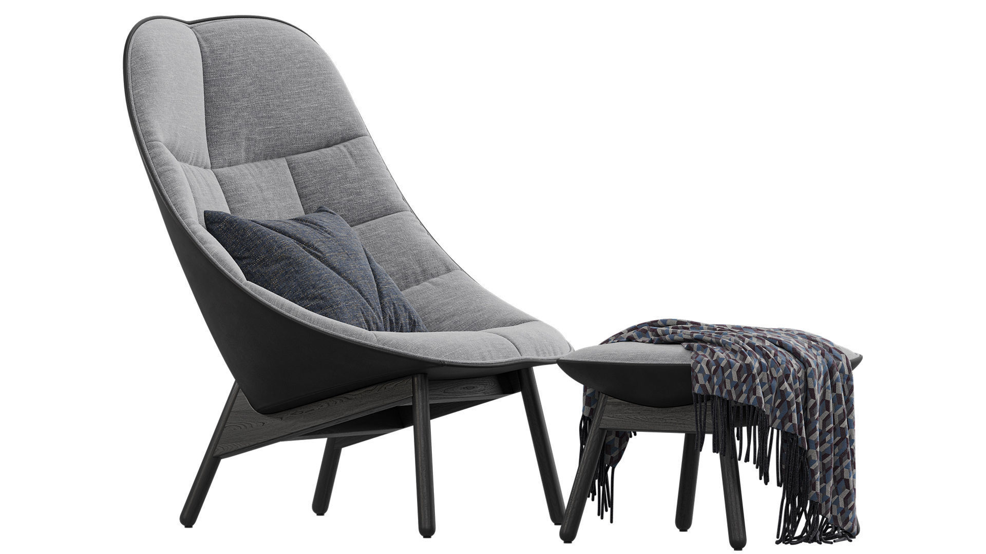 HAY Uchiwa Lounge Quilted armchair 3D model_4