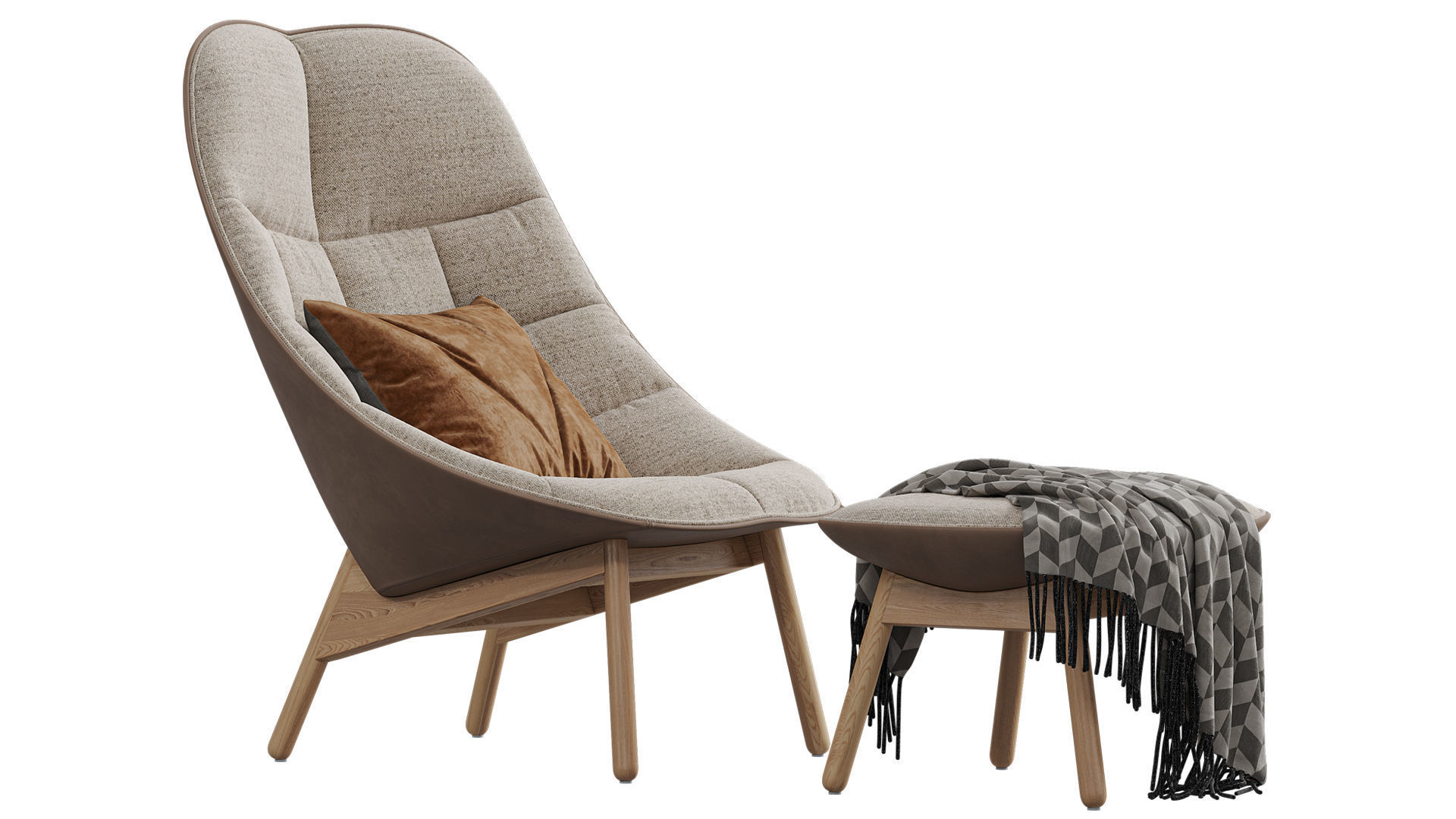 HAY Uchiwa Lounge Quilted armchair 3D model_2