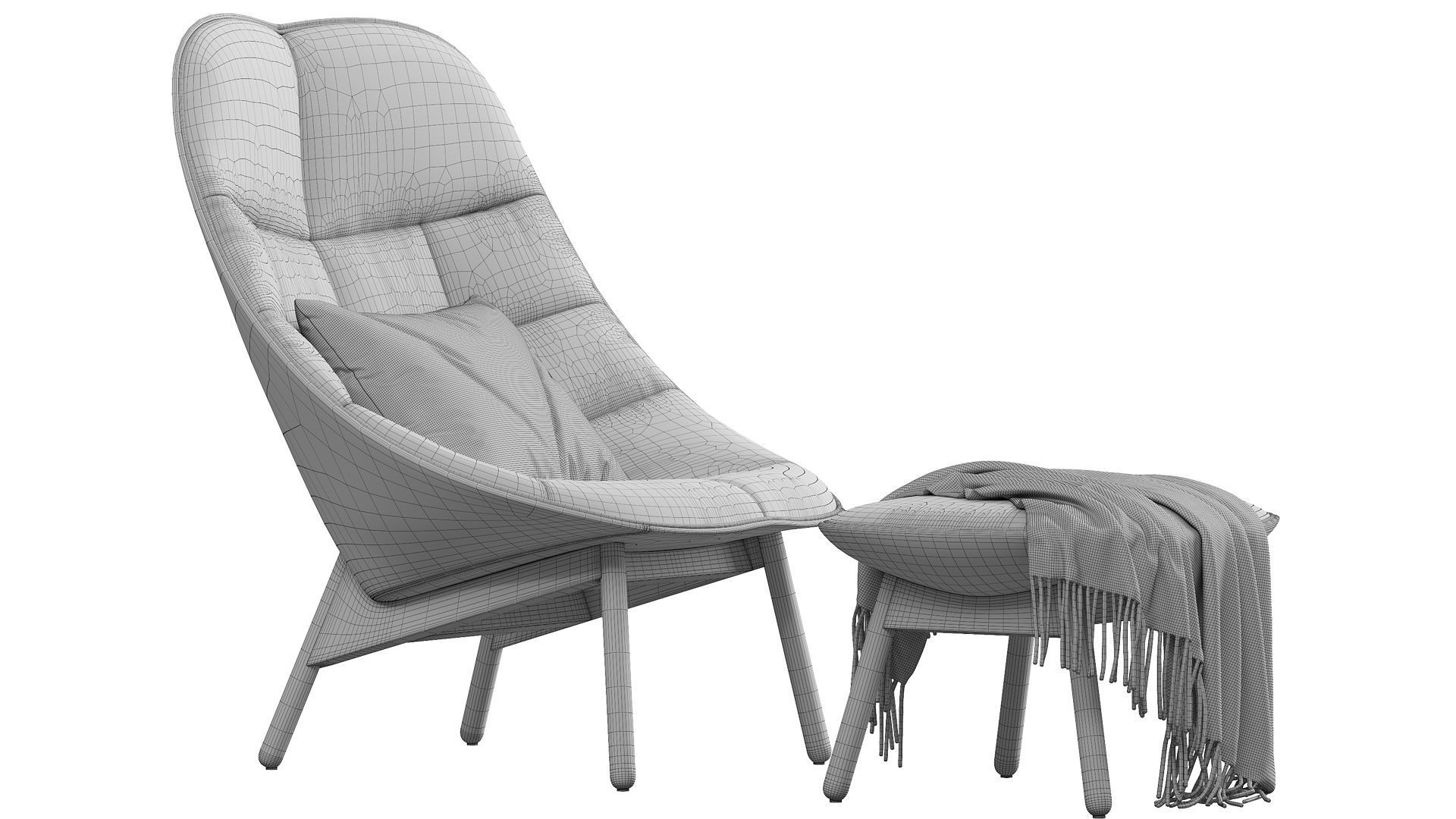 HAY Uchiwa Lounge Quilted armchair 3D model_7