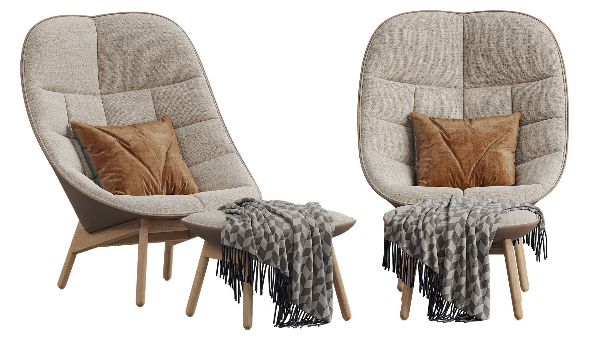 HAY Uchiwa Lounge Quilted armchair 3D model_1