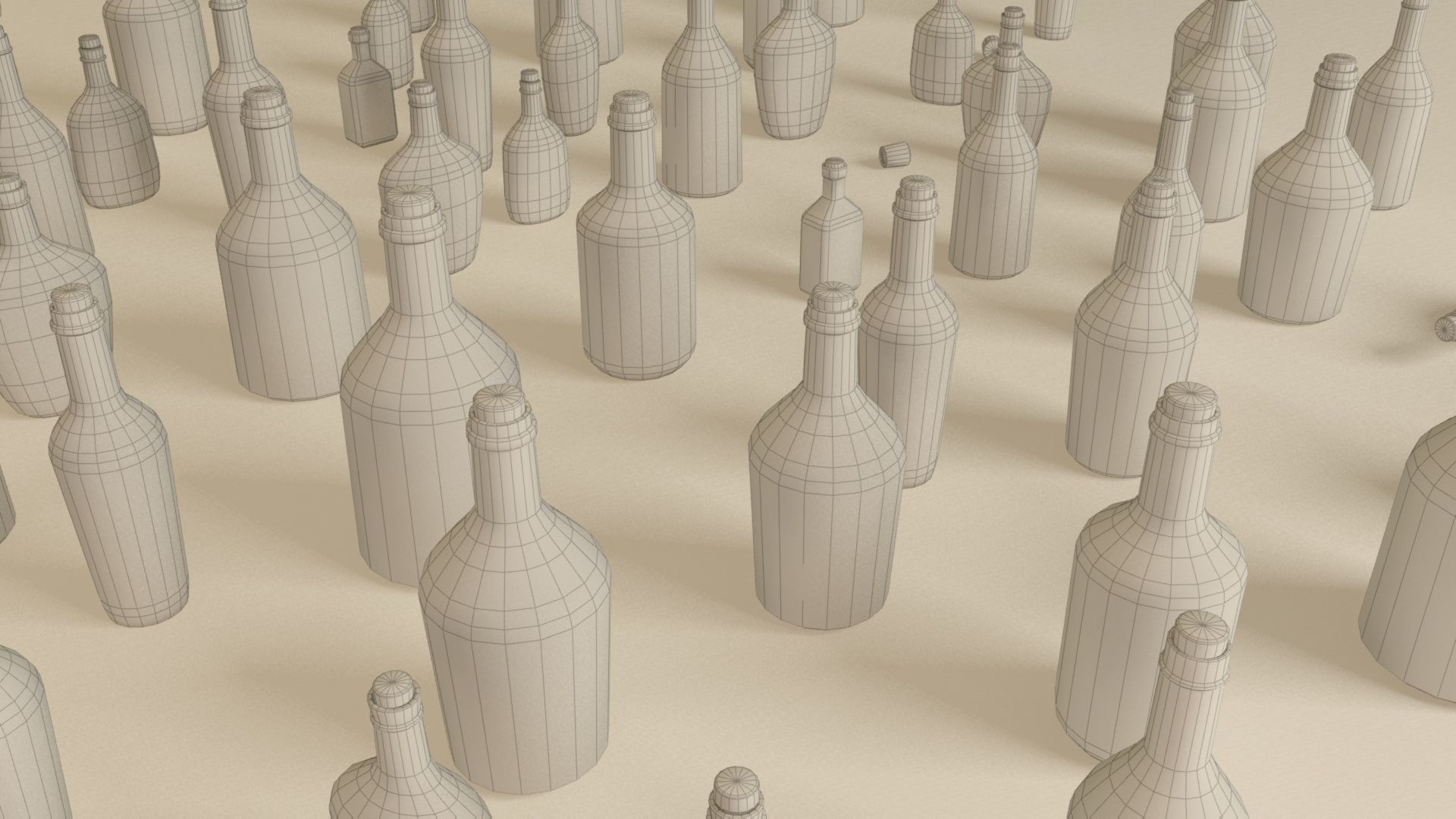 Bottles and wooden bottles cabinets Low-poly 3D model_15