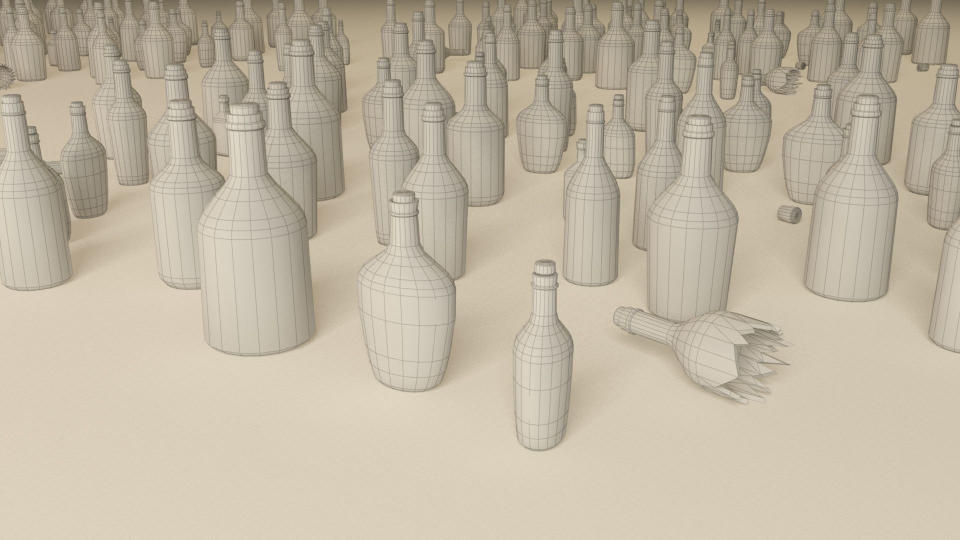 Bottles and wooden bottles cabinets Low-poly 3D model_13