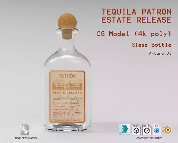 Tequila Patron Estate Release Low-poly 3D model