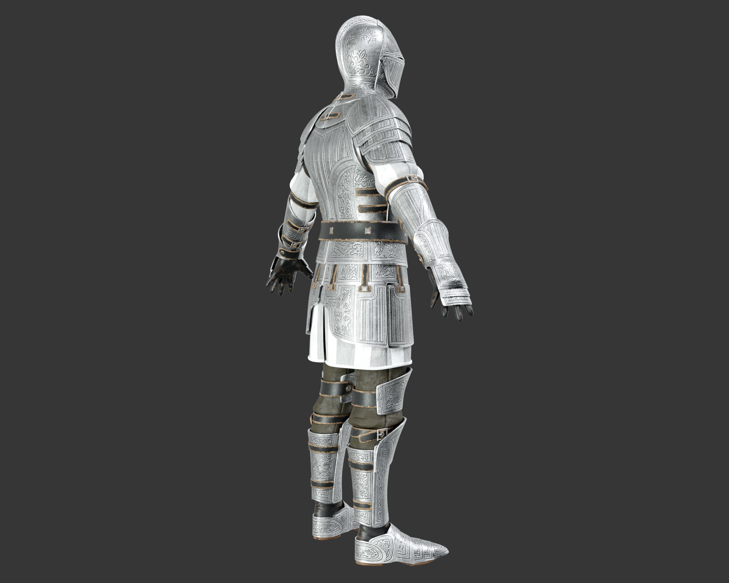 Medieval Elegant Armor Suit Low-poly 3D model_8