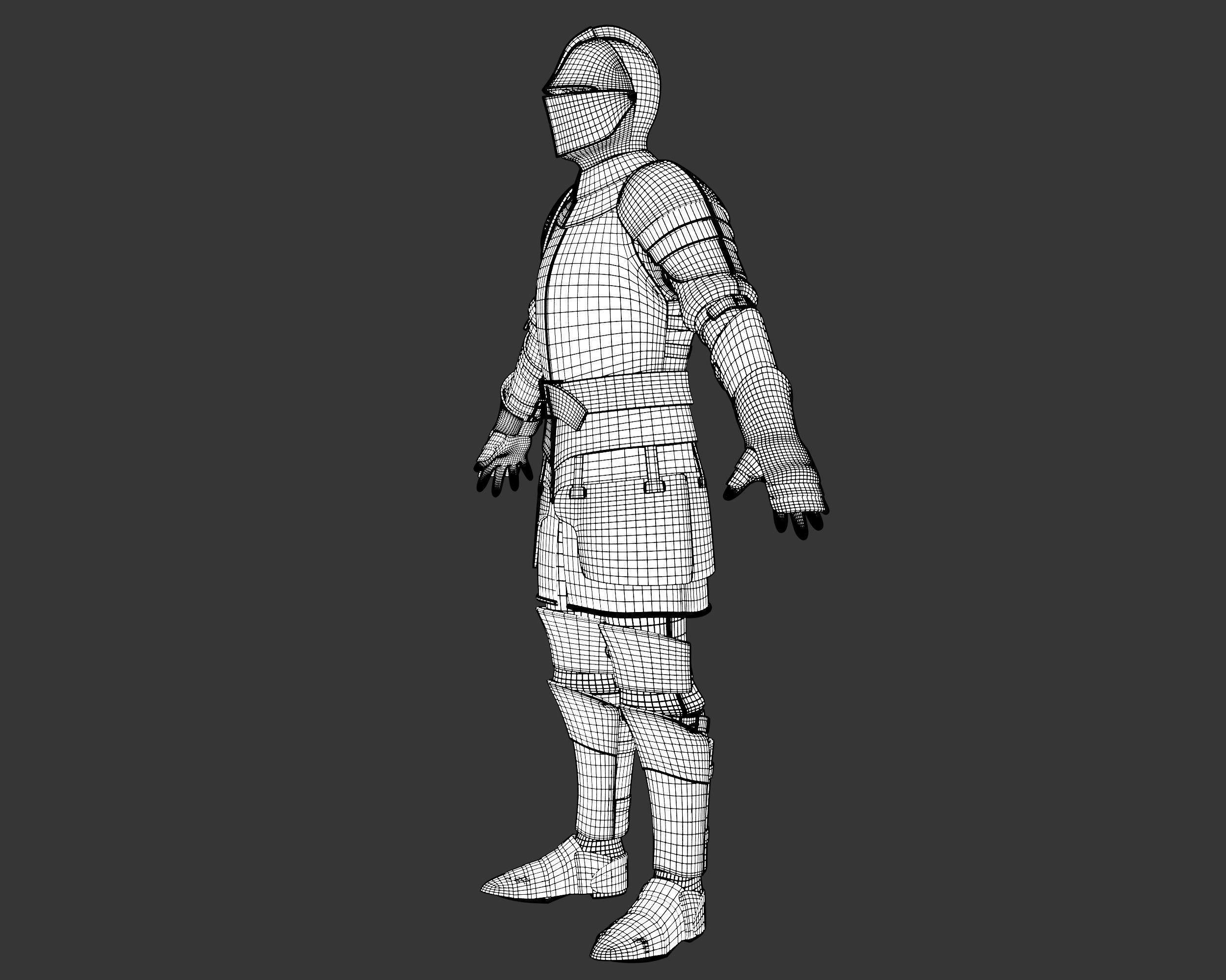 Medieval Elegant Armor Suit Low-poly 3D model_17