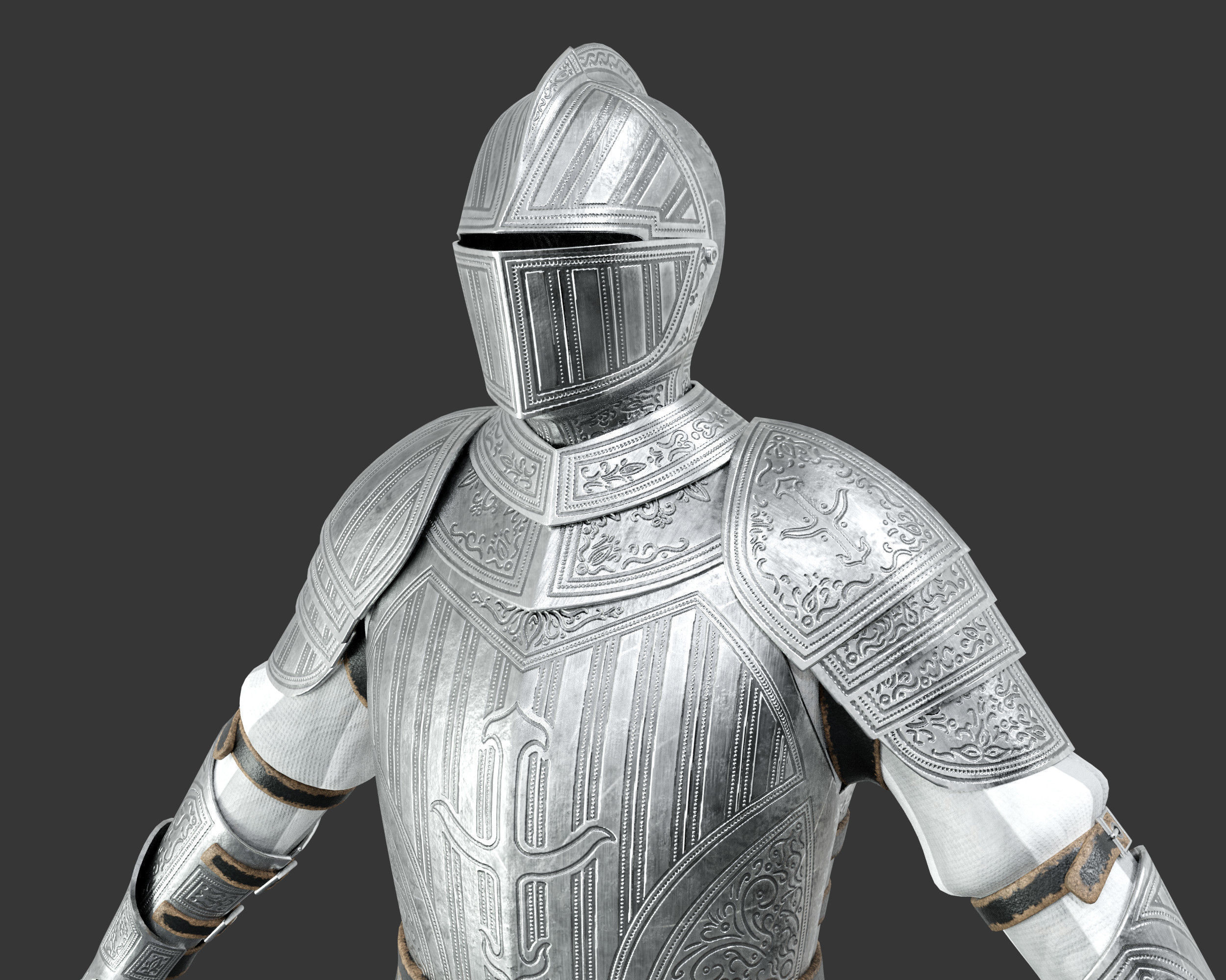 Medieval Elegant Armor Suit Low-poly 3D model_22