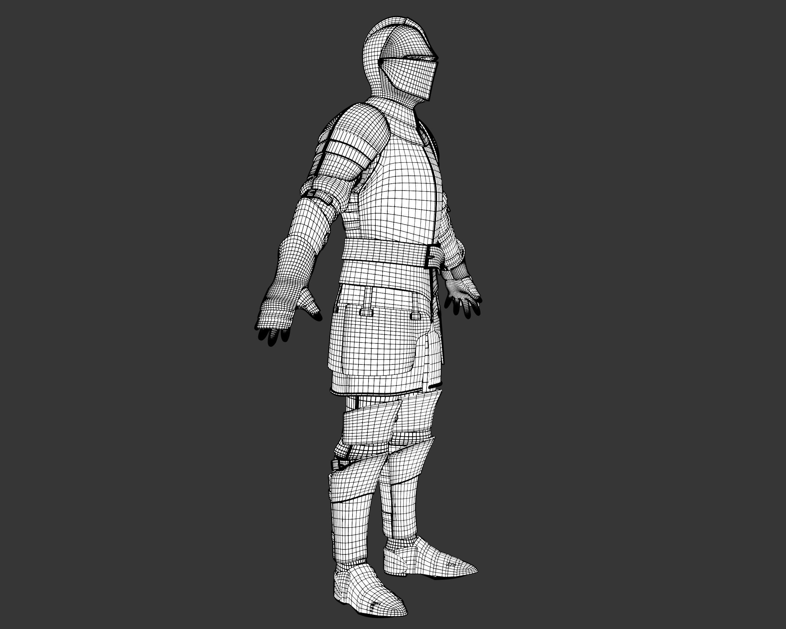 Medieval Elegant Armor Suit Low-poly 3D model_21