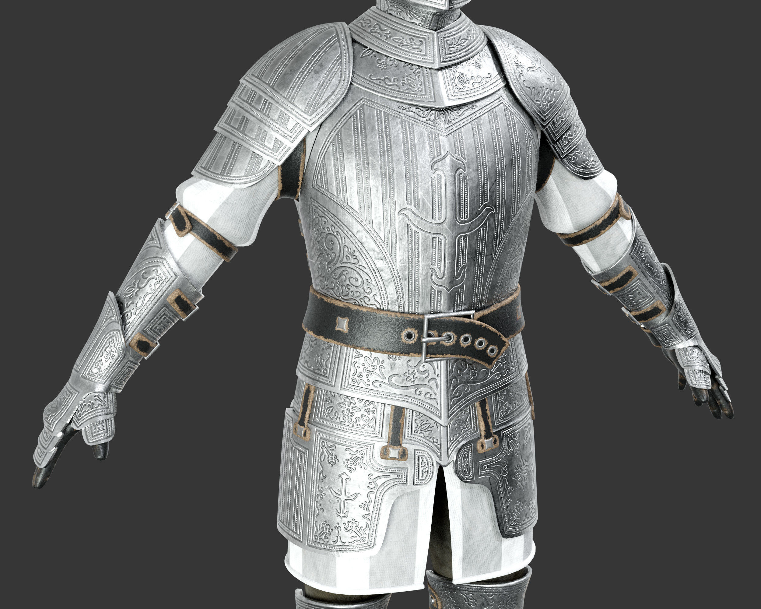 Medieval Elegant Armor Suit Low-poly 3D model_25