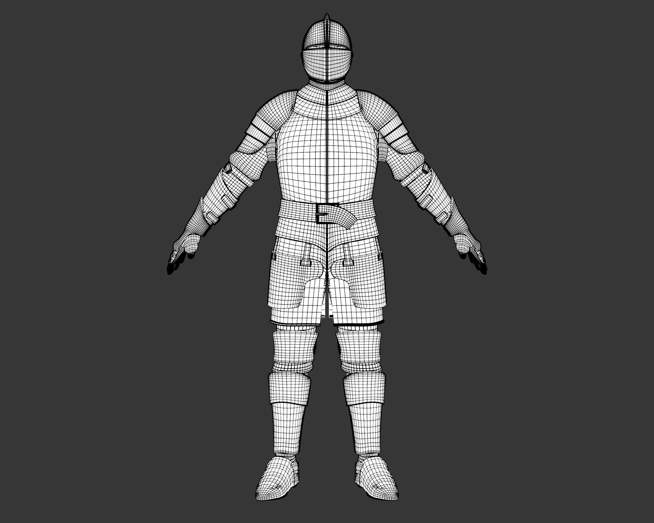 Medieval Elegant Armor Suit Low-poly 3D model_16