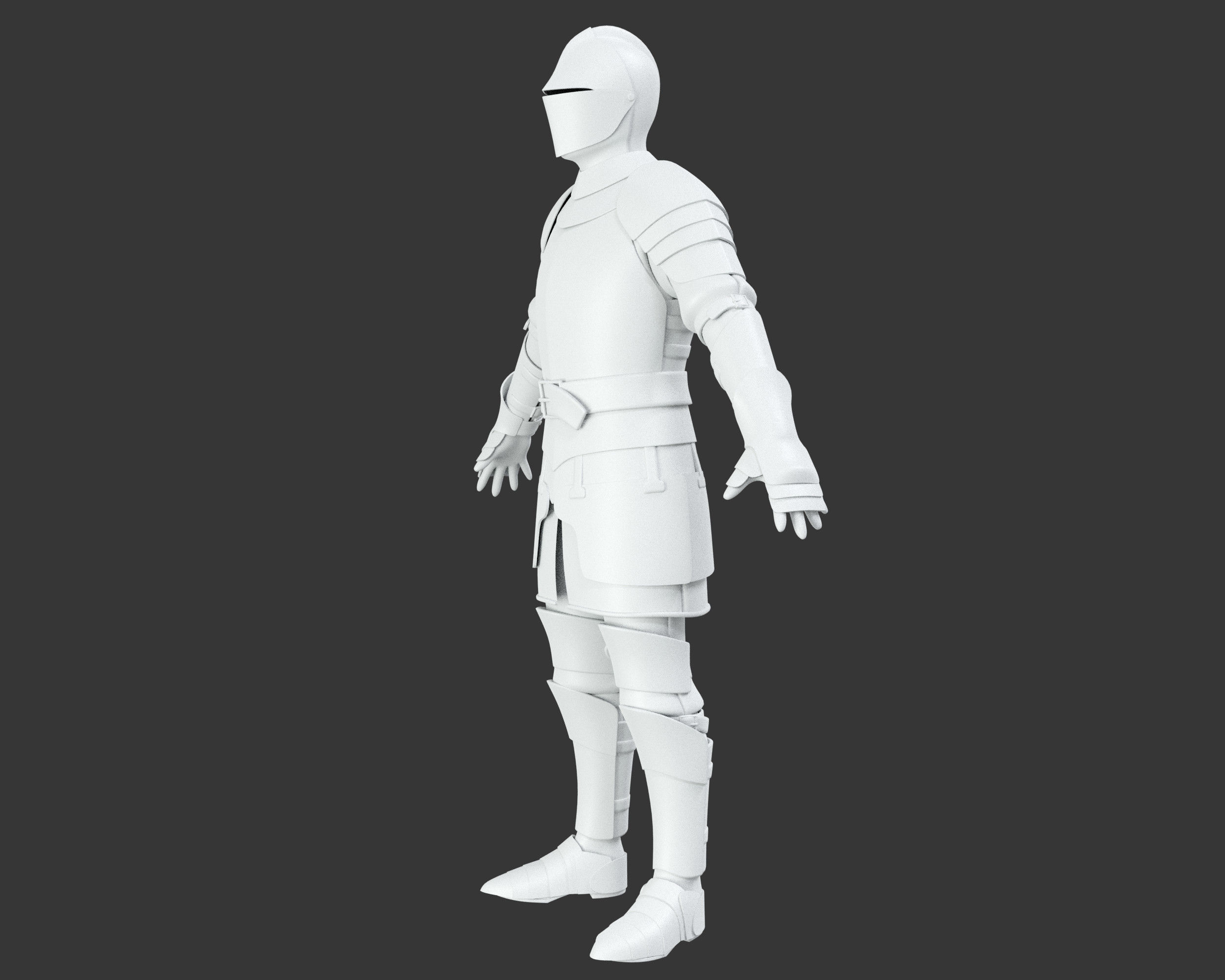 Medieval Elegant Armor Suit Low-poly 3D model_11