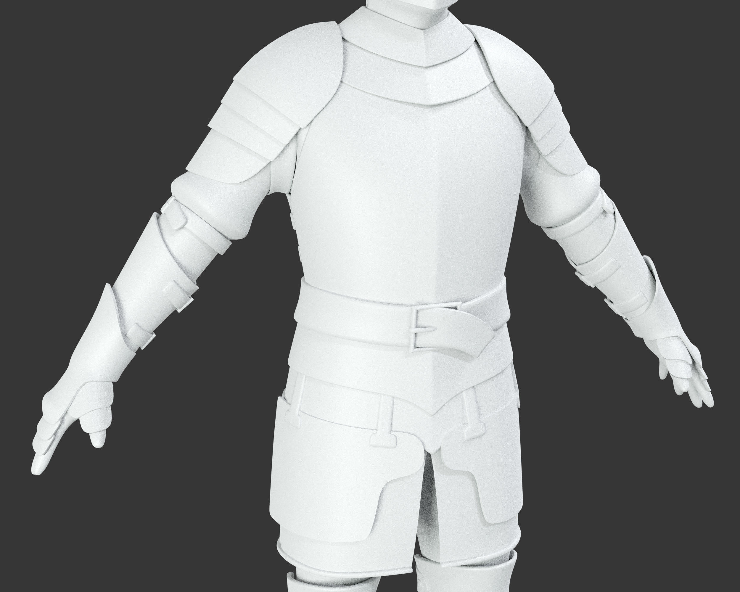 Medieval Elegant Armor Suit Low-poly 3D model_26