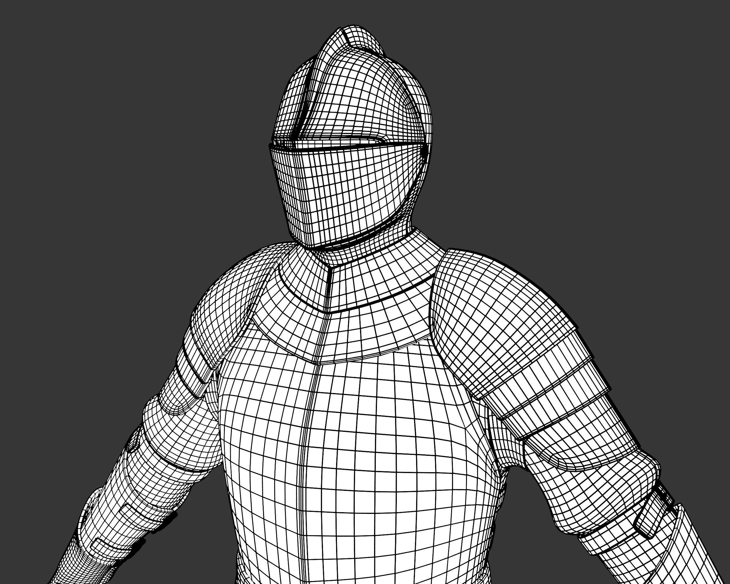 Medieval Elegant Armor Suit Low-poly 3D model_24