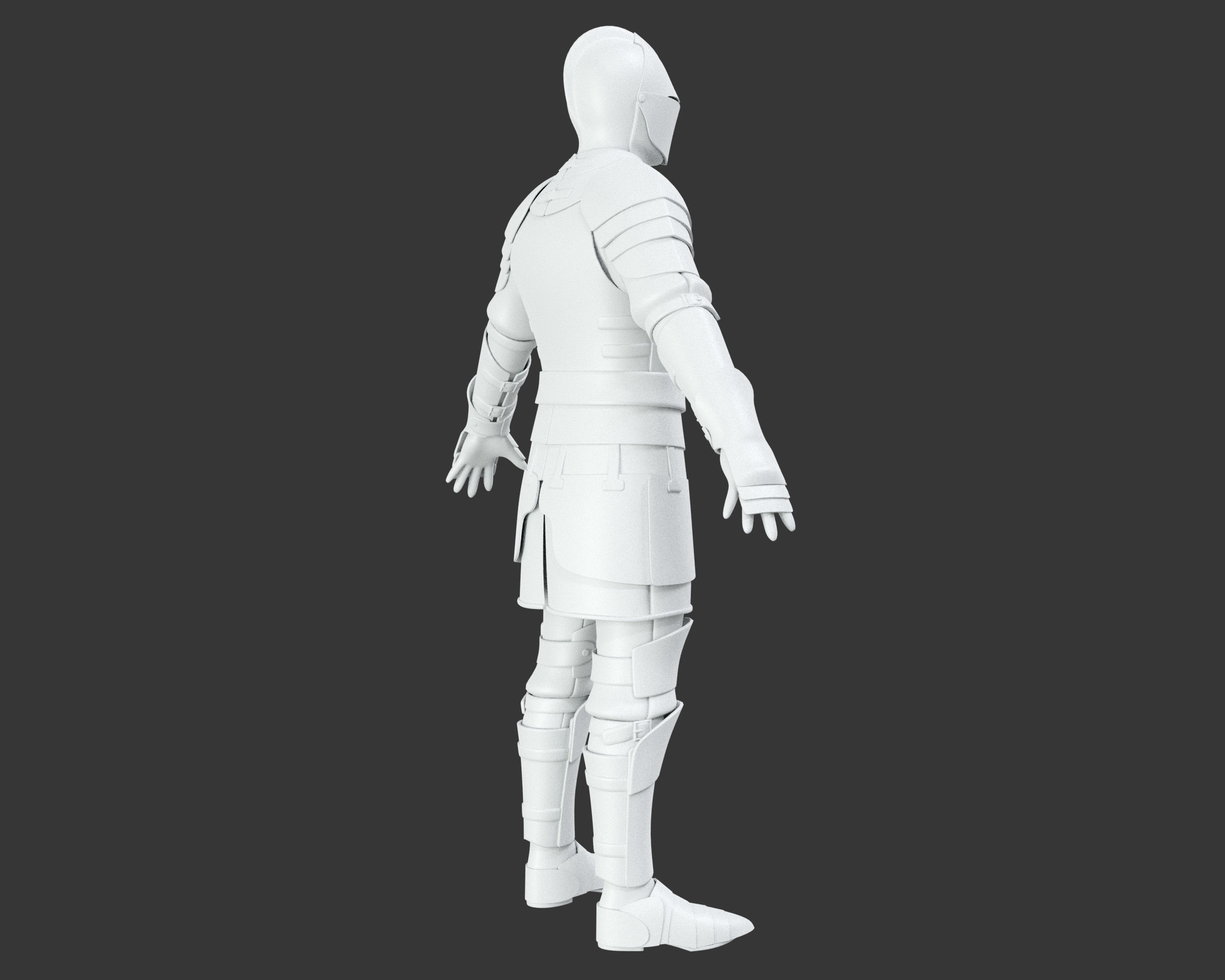 Medieval Elegant Armor Suit Low-poly 3D model_14