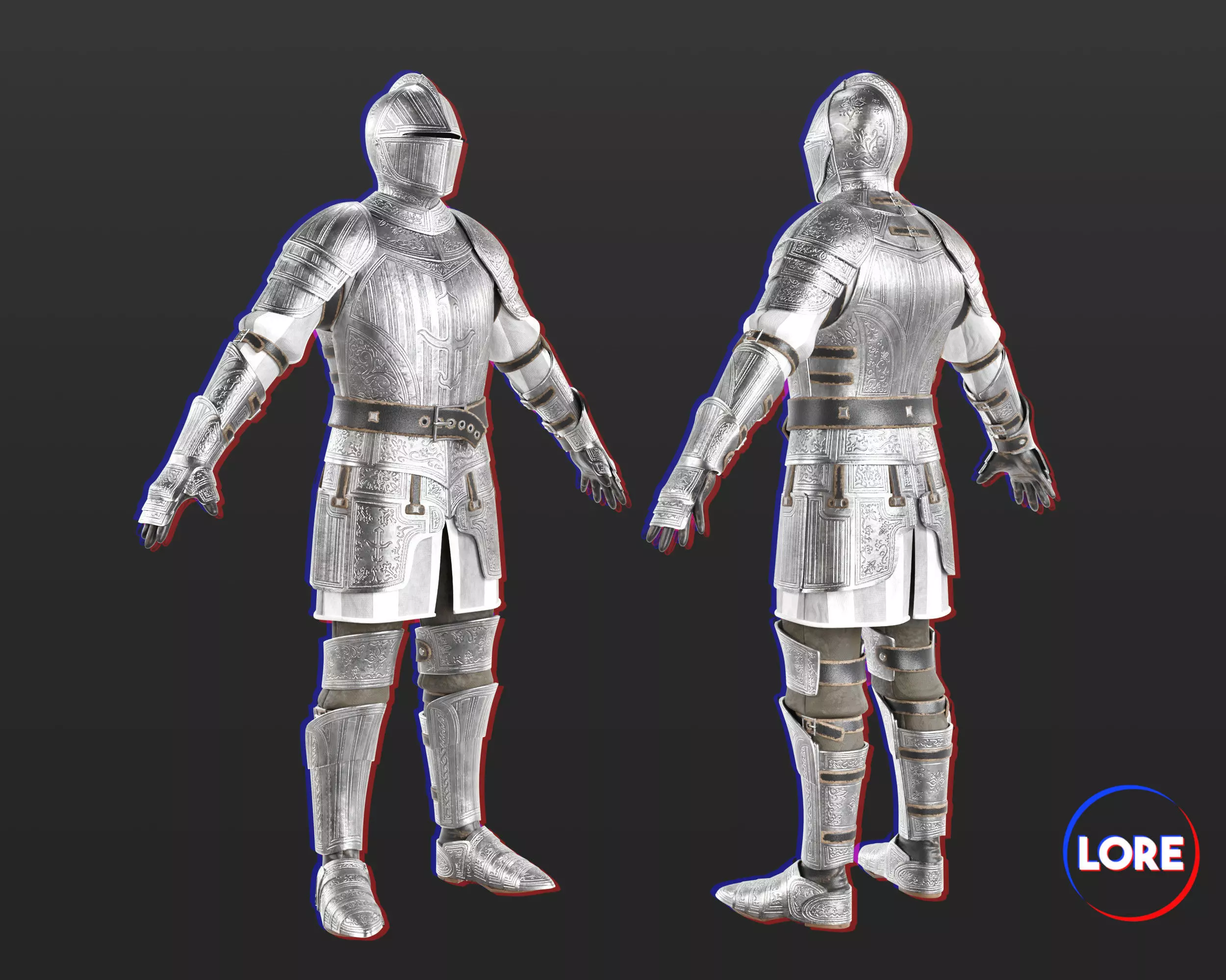 Medieval Elegant Armor Suit Low-poly 3D model_0