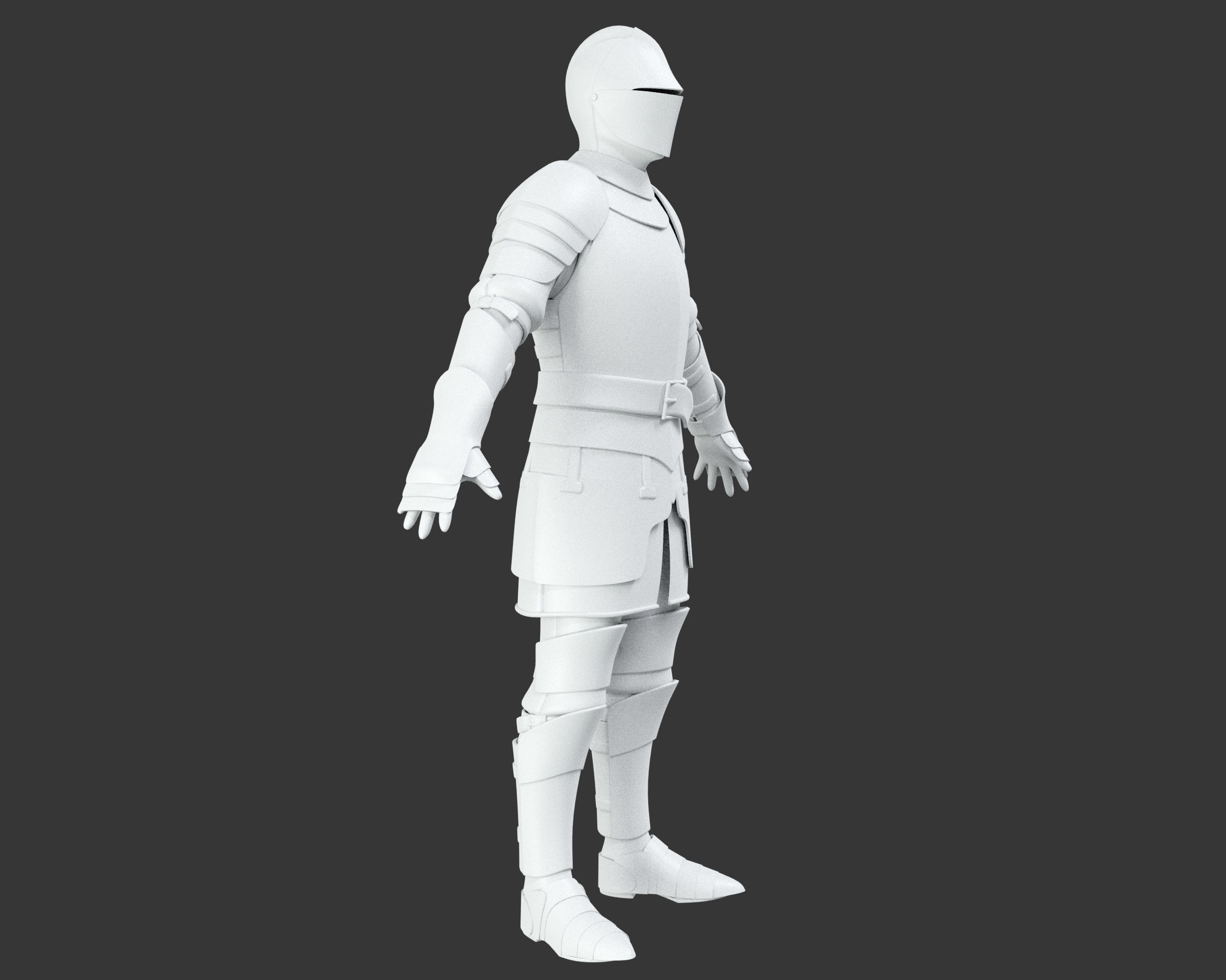 Medieval Elegant Armor Suit Low-poly 3D model_15