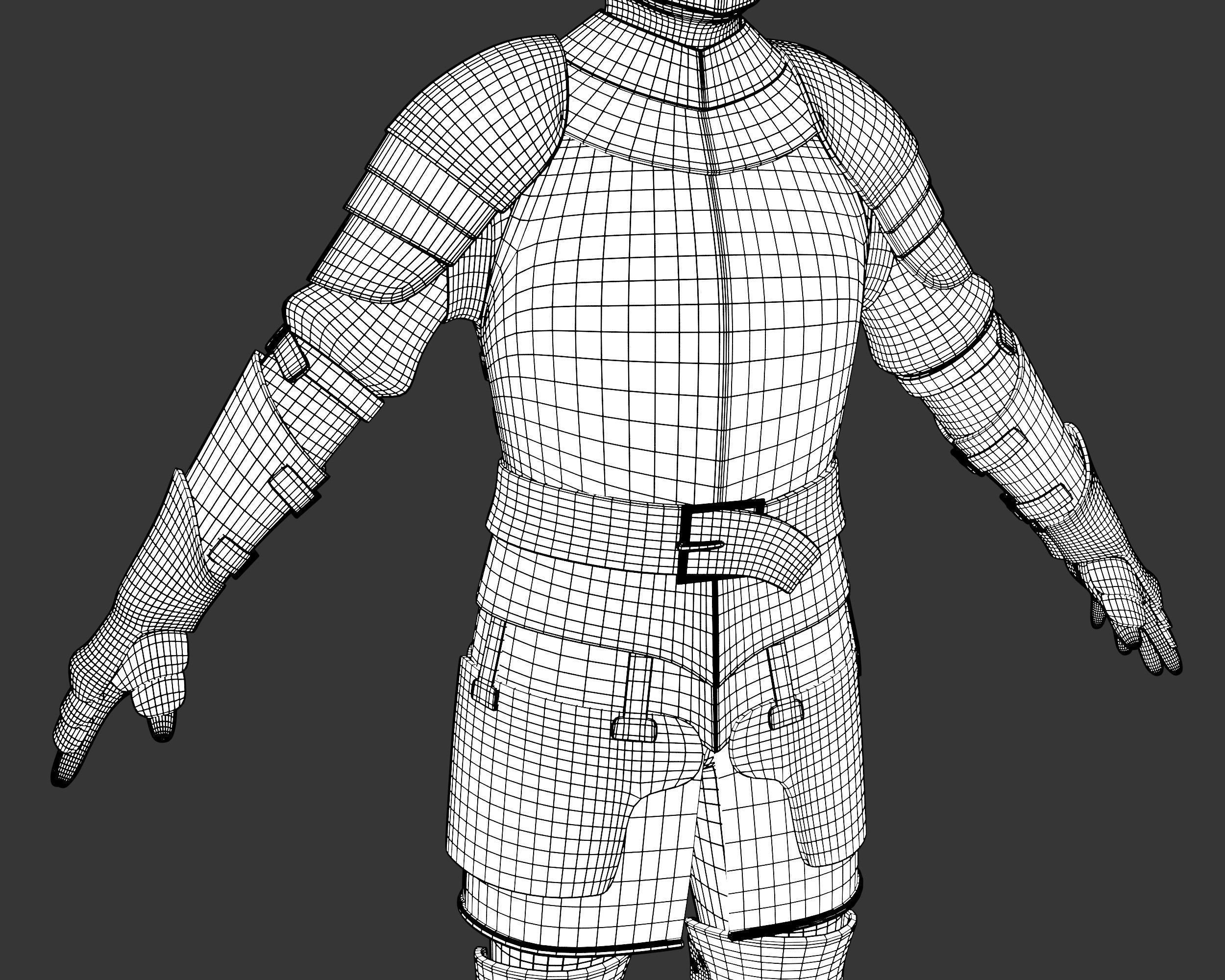 Medieval Elegant Armor Suit Low-poly 3D model_27