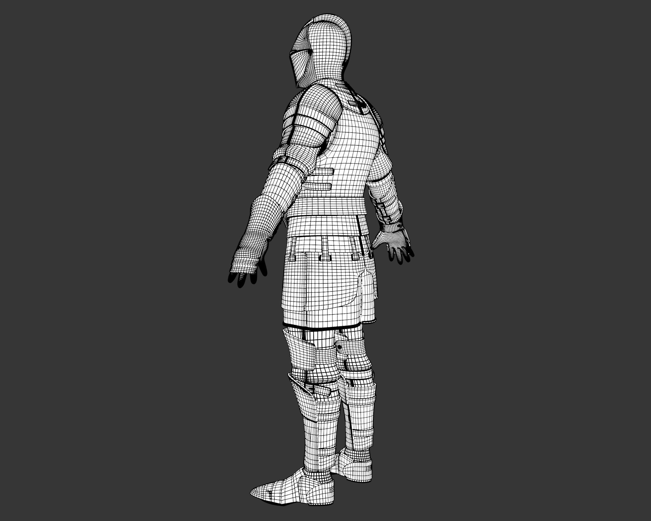Medieval Elegant Armor Suit Low-poly 3D model_18