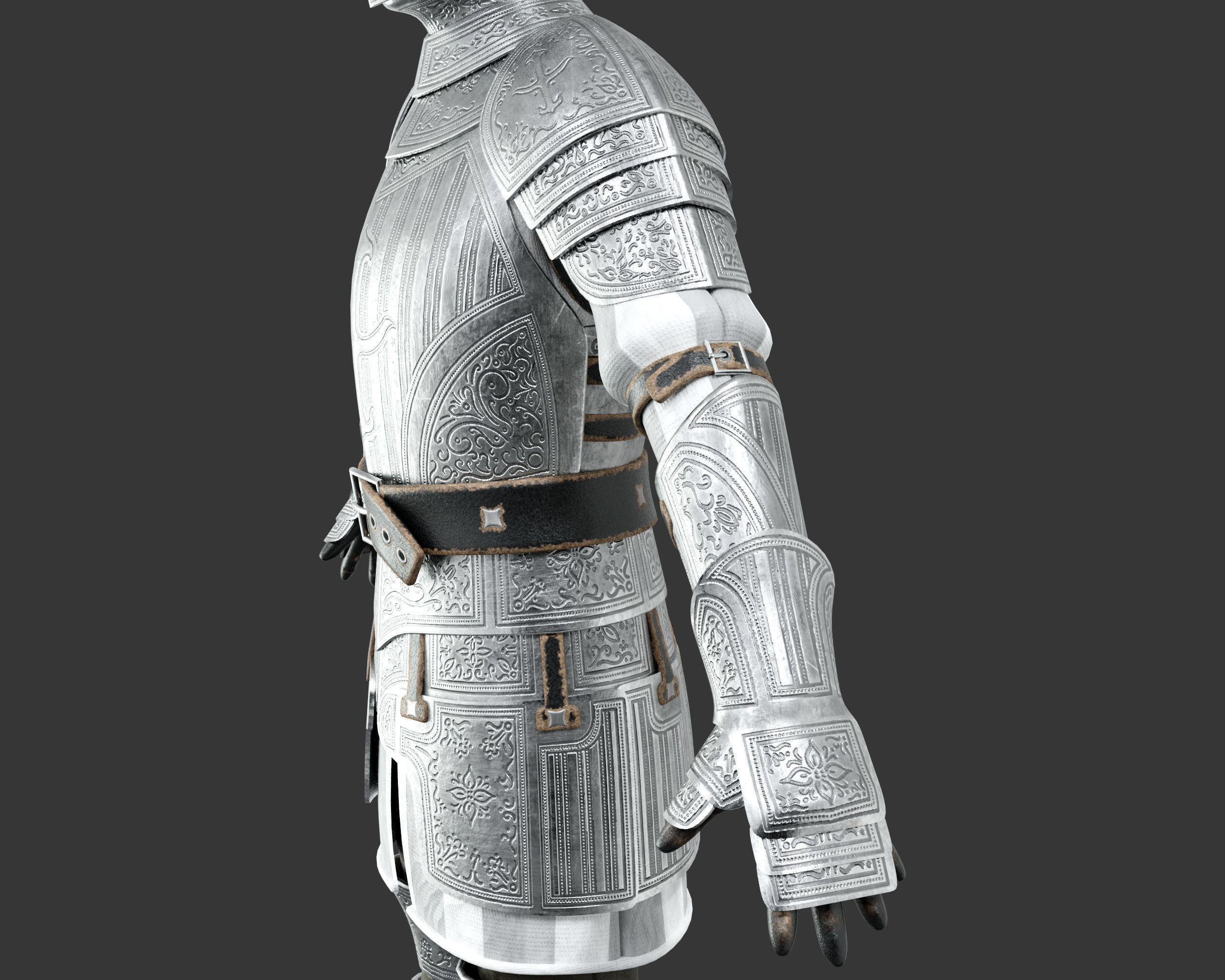 Medieval Elegant Armor Suit Low-poly 3D model_28