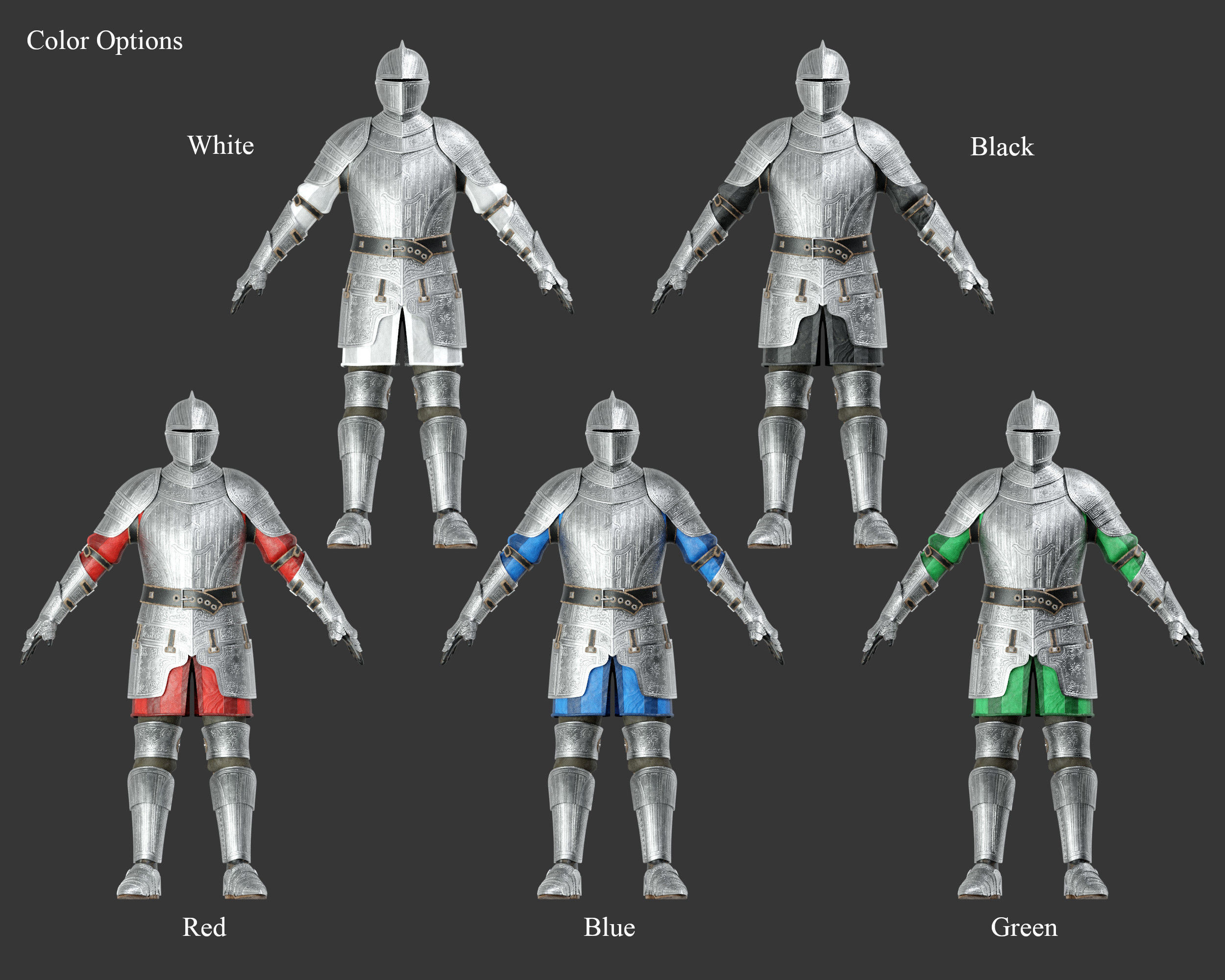 Medieval Elegant Armor Suit Low-poly 3D model_3