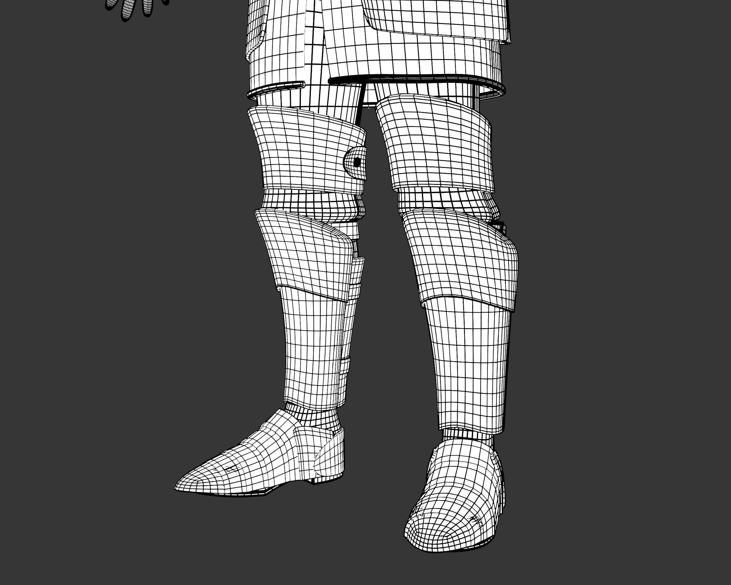 Medieval Elegant Armor Suit Low-poly 3D model_33