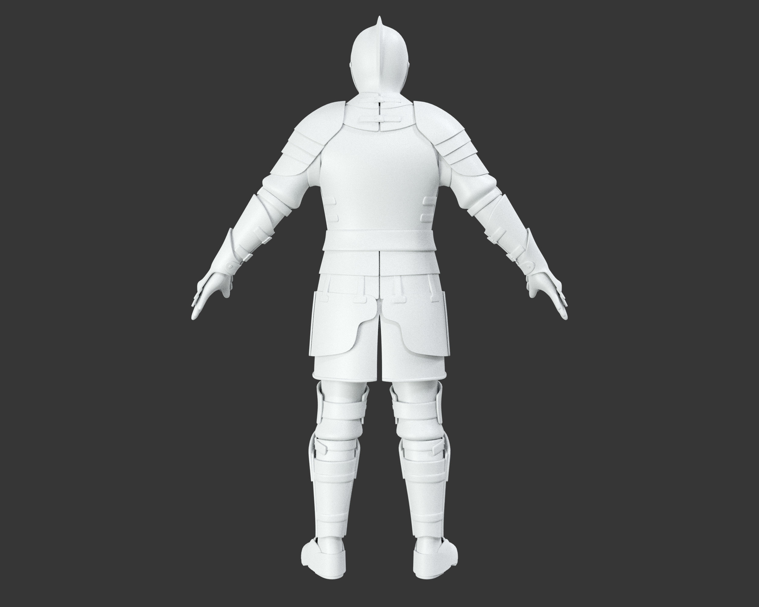 Medieval Elegant Armor Suit Low-poly 3D model_13