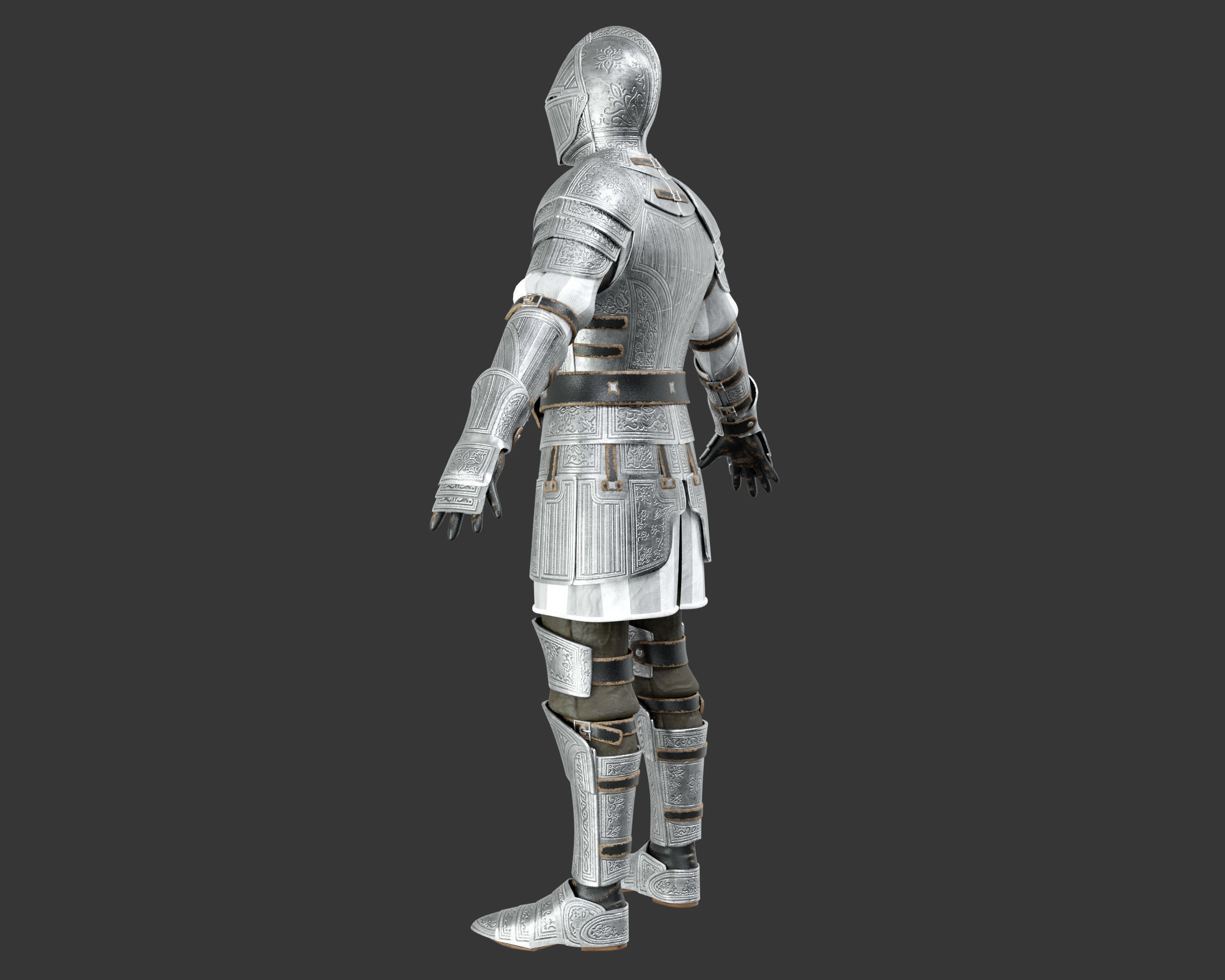 Medieval Elegant Armor Suit Low-poly 3D model_6