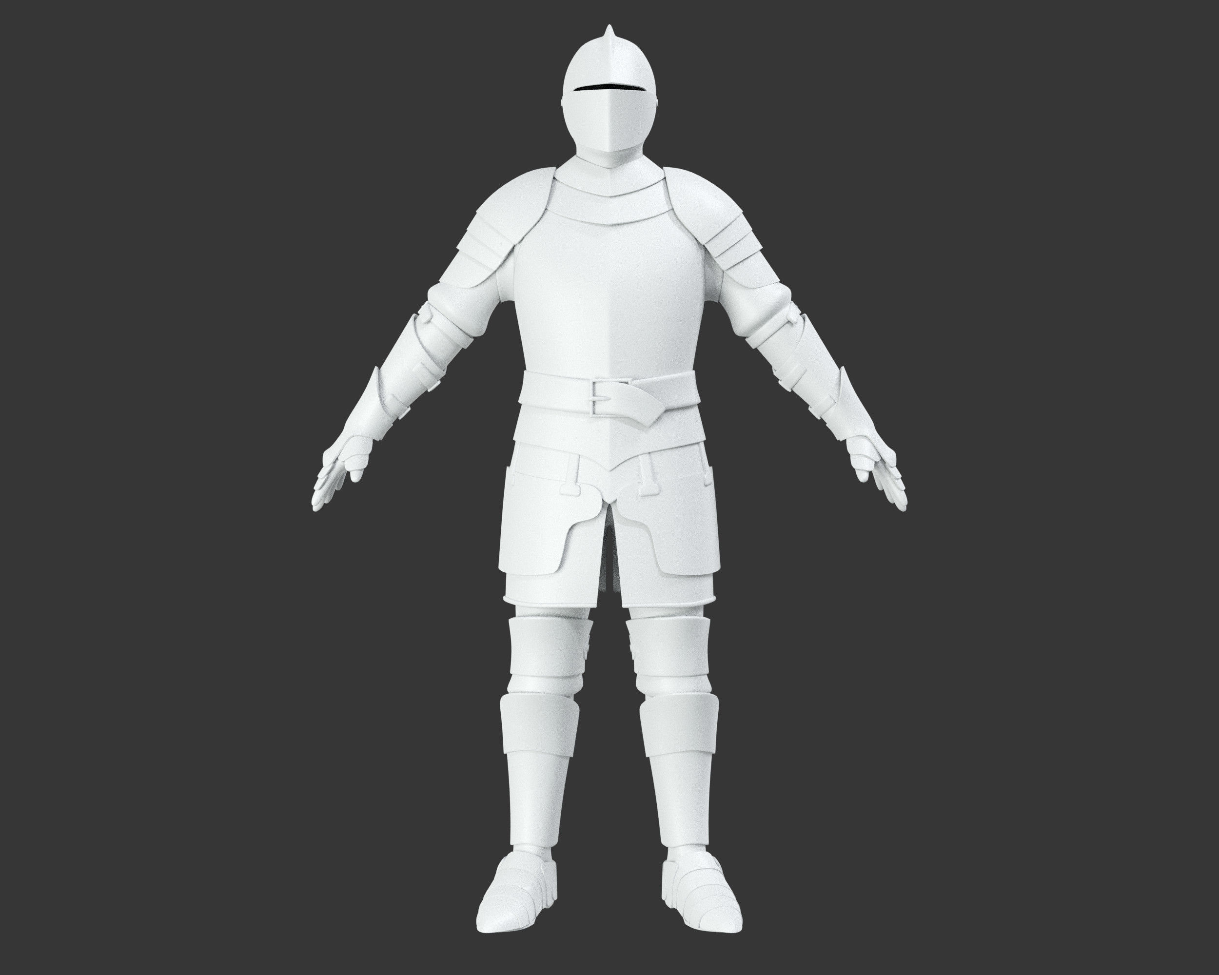 Medieval Elegant Armor Suit Low-poly 3D model_10